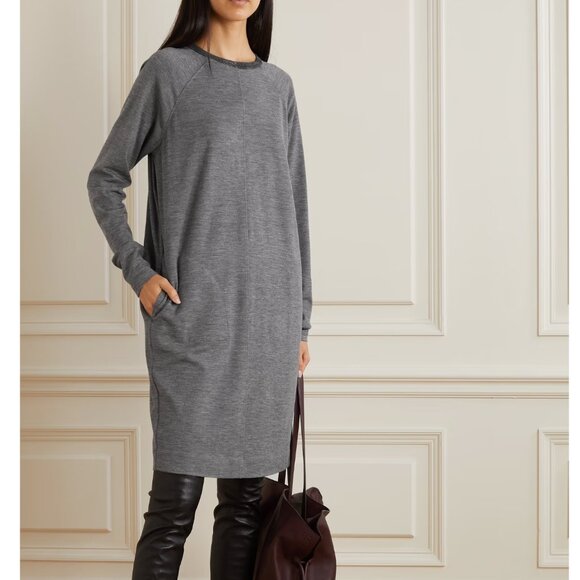 Brunello Cucinelli Monili Dress Charcoal Gray Pockets Long Sleeves Size Small - Picture 3 of 9